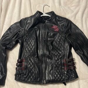 Harley-Davidson Black Leather Jacket with Red Details